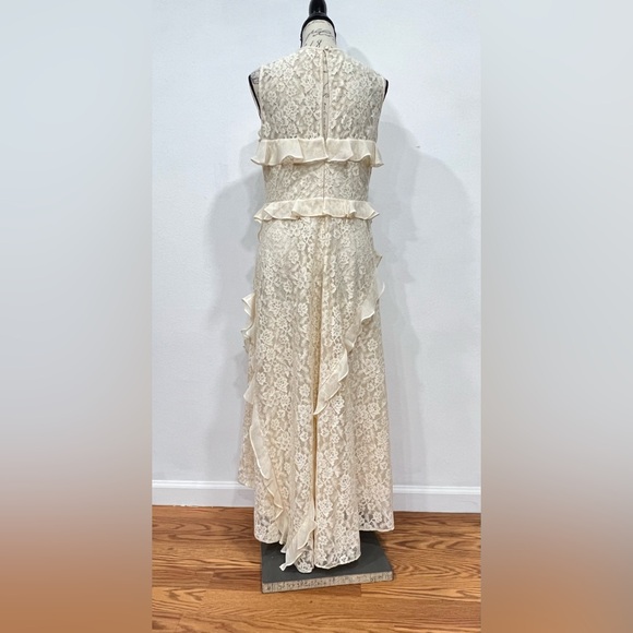 Sundance Dress Lace Cream D'orsay Small Ruffles Cottage Core Wedding NWT - Picture 6 of 10